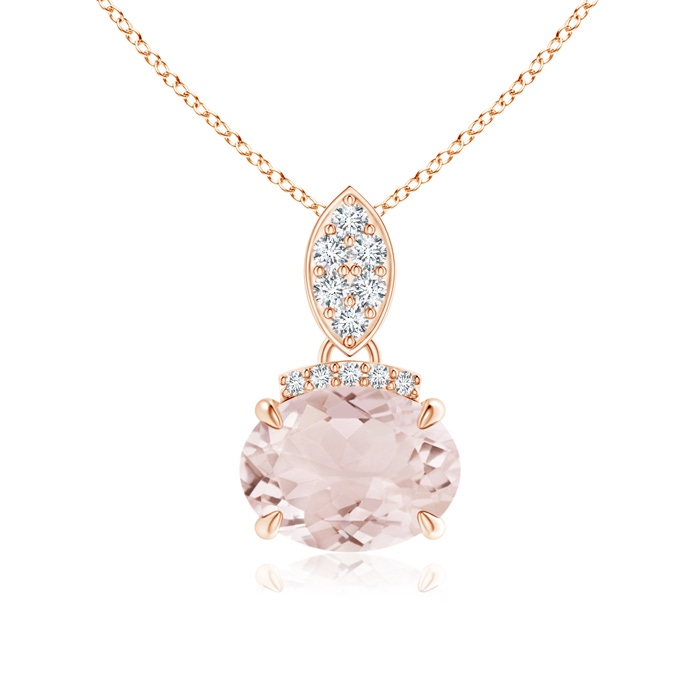8x6mm A East-West Morganite Pendant with Diamond Bale in Rose Gold 
