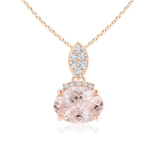 8x6mm AA East-West Morganite Pendant with Diamond Bale in Rose Gold