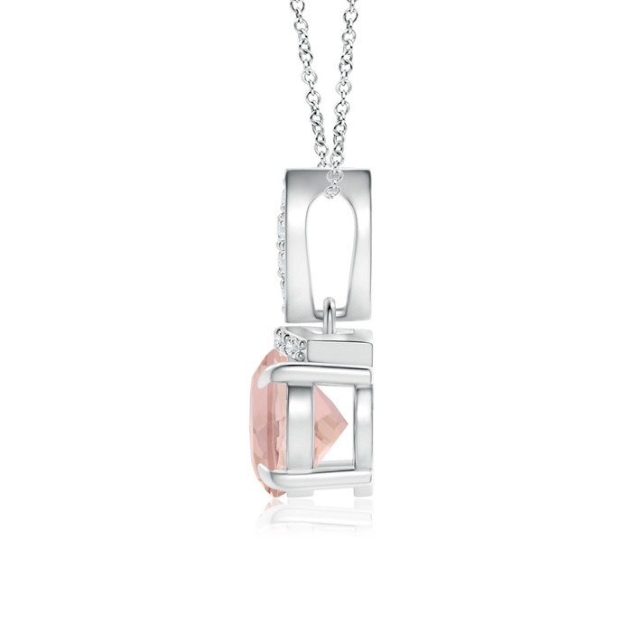 8x6mm AAAA East-West Morganite Pendant with Diamond Bale in P950 Platinum product image