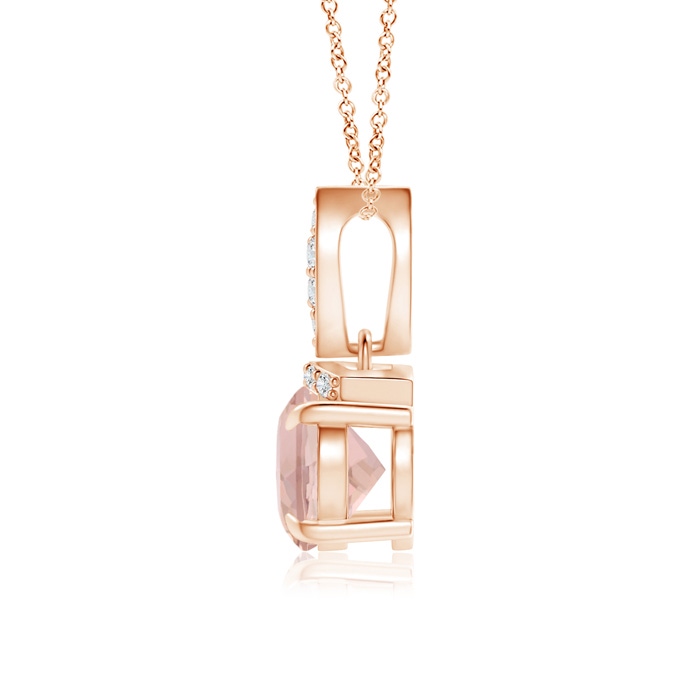 8x6mm AAAA East-West Morganite Pendant with Diamond Bale in Rose Gold product image