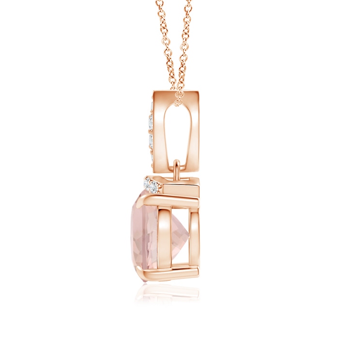 9x7mm AA East-West Morganite Pendant with Diamond Bale in Rose Gold product image