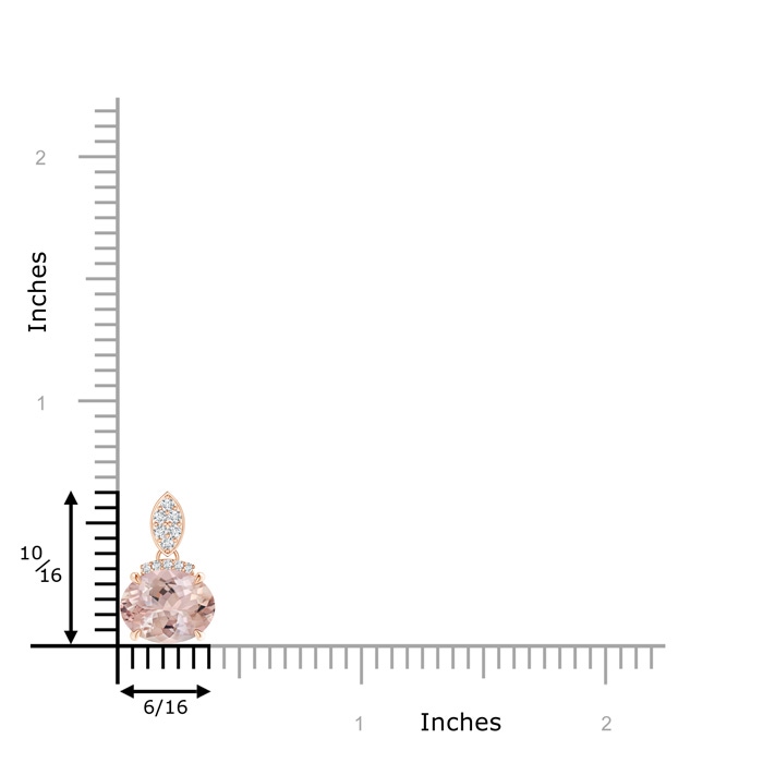 9x7mm AA East-West Morganite Pendant with Diamond Bale in Rose Gold product image