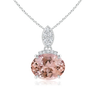 9x7mm AAAA East-West Morganite Pendant with Diamond Bale in P950 Platinum