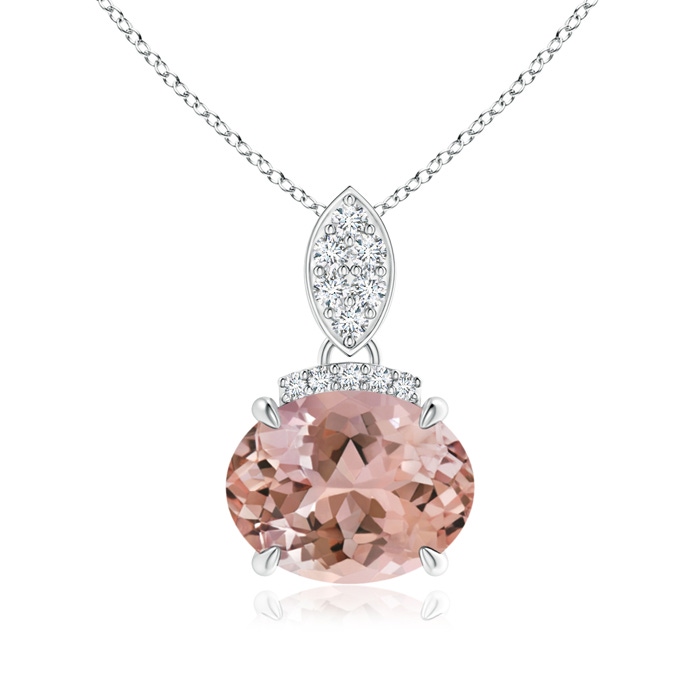 9x7mm AAAA East-West Morganite Pendant with Diamond Bale in P950 Platinum 