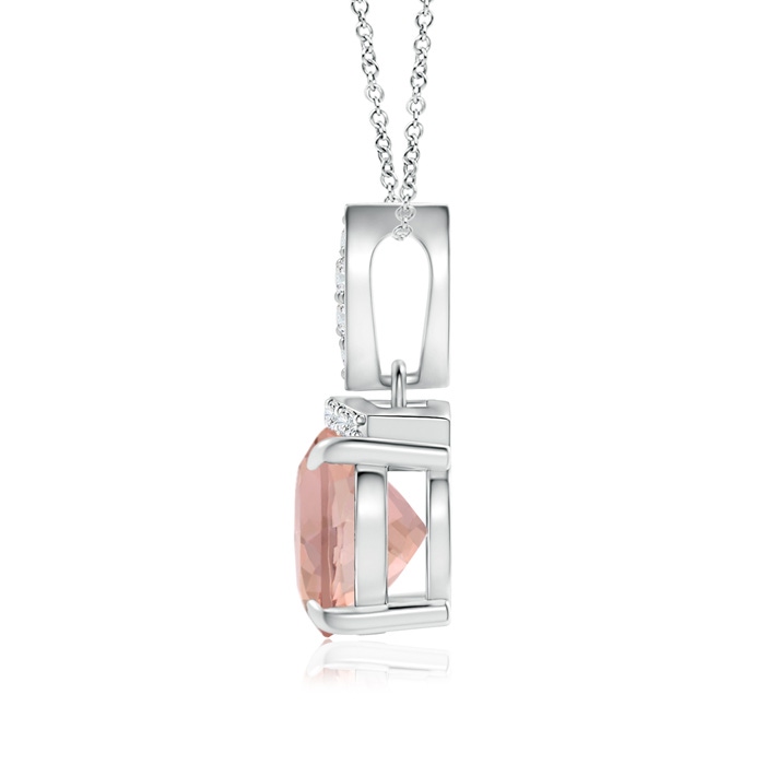 9x7mm AAAA East-West Morganite Pendant with Diamond Bale in P950 Platinum product image