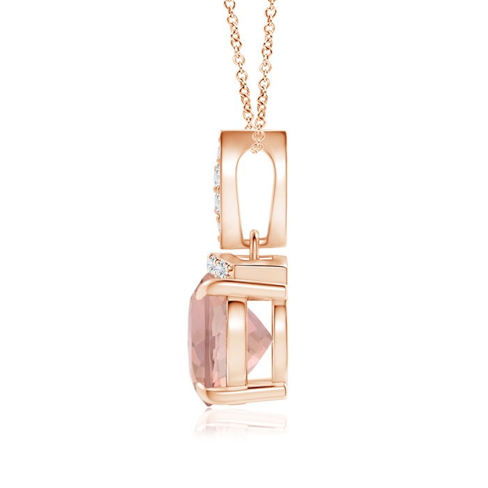 9x7mm AAAA East-West Morganite Pendant with Diamond Bale in Rose Gold product image