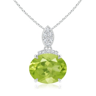 10x8mm AA East-West Peridot Pendant with Diamond Bale in White Gold