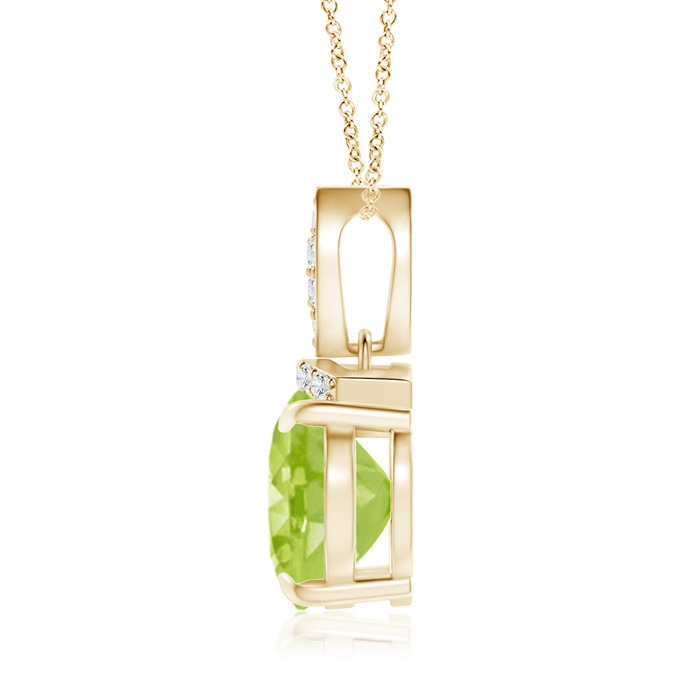 10x8mm AA East-West Peridot Pendant with Diamond Bale in Yellow Gold product image