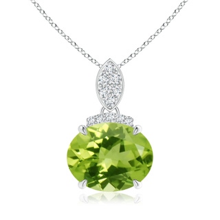 10x8mm AAA East-West Peridot Pendant with Diamond Bale in White Gold
