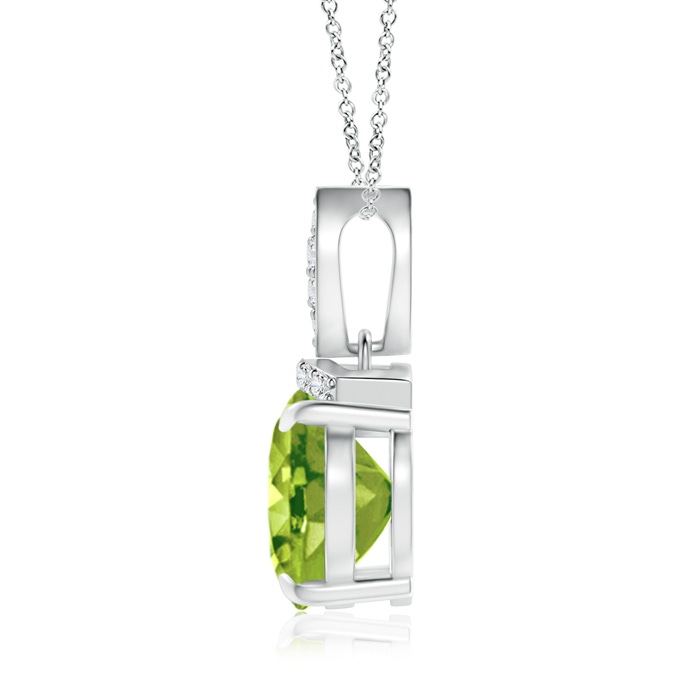 10x8mm AAA East-West Peridot Pendant with Diamond Bale in White Gold product image