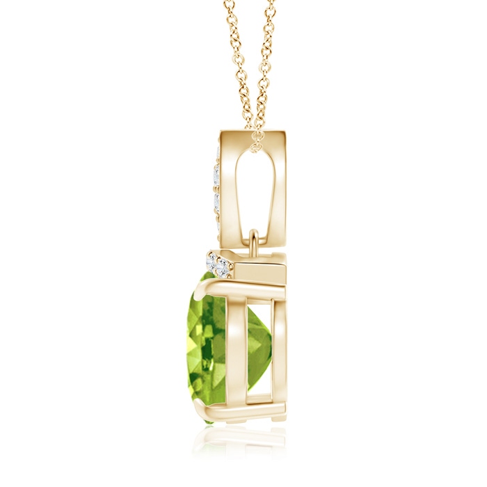 10x8mm AAA East-West Peridot Pendant with Diamond Bale in Yellow Gold Product Image