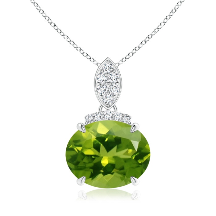 10x8mm AAAA East-West Peridot Pendant with Diamond Bale in P950 Platinum