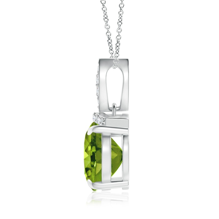 10x8mm AAAA East-West Peridot Pendant with Diamond Bale in P950 Platinum product image