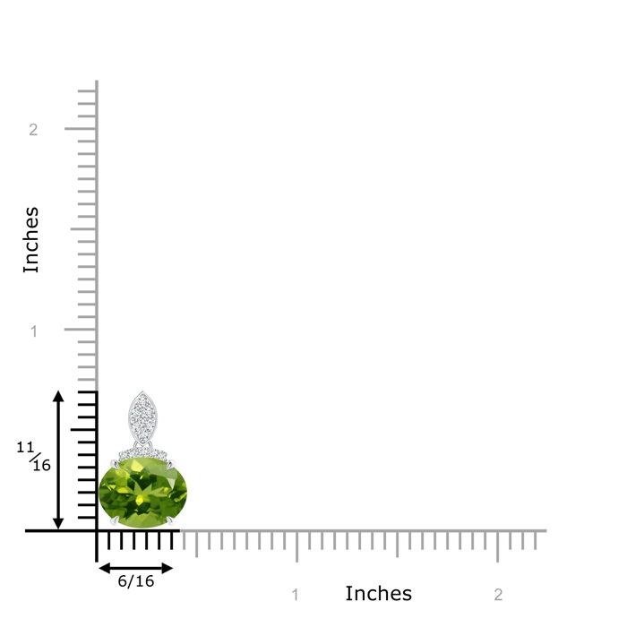 10x8mm AAAA East-West Peridot Pendant with Diamond Bale in P950 Platinum product image