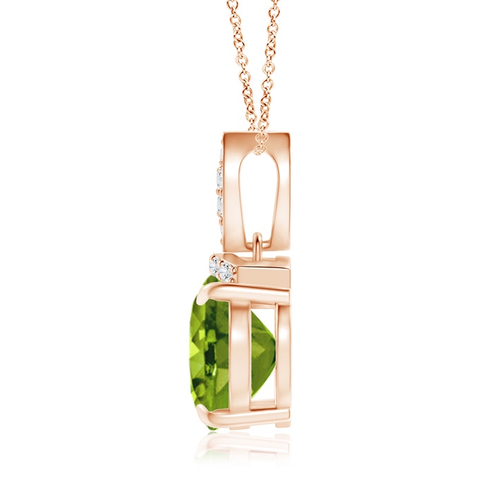 10x8mm AAAA East-West Peridot Pendant with Diamond Bale in Rose Gold product image