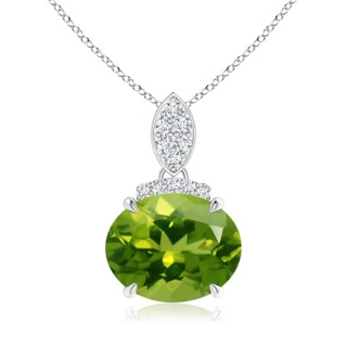 10x8mm AAAA East-West Peridot Pendant with Diamond Bale in White Gold