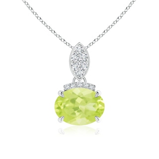 8x6mm A East-West Peridot Pendant with Diamond Bale in P950 Platinum