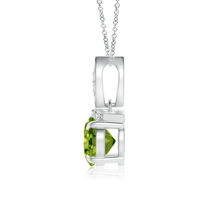 8x6mm AAAA East-West Peridot Pendant with Diamond Bale in P950 Platinum - side 1