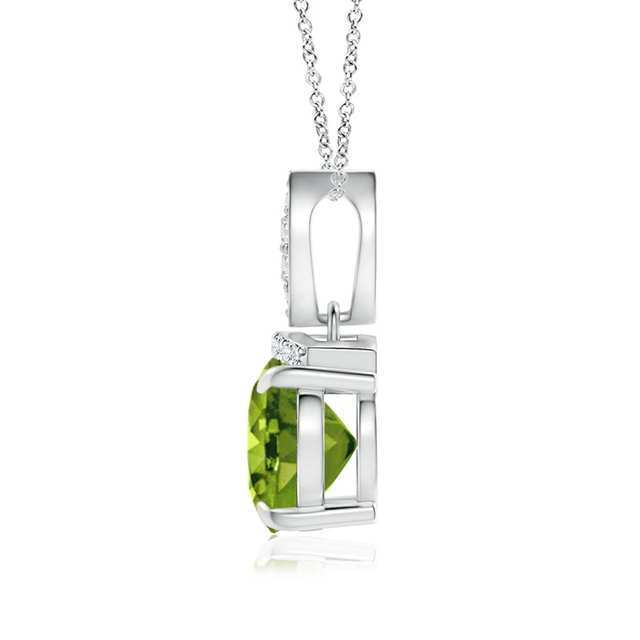 9x7mm AAAA East-West Peridot Pendant with Diamond Bale in P950 Platinum product image