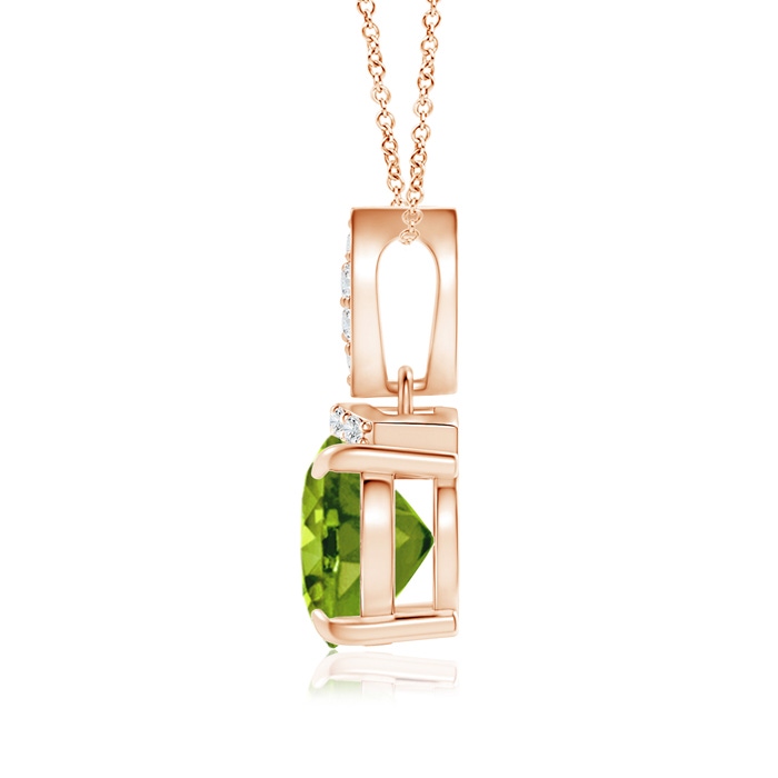 9x7mm AAAA East-West Peridot Pendant with Diamond Bale in Rose Gold product image