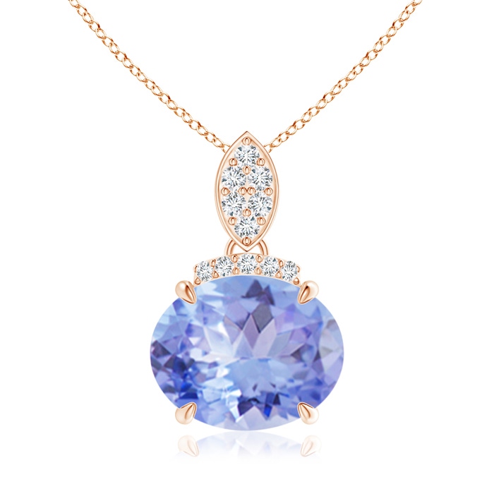 10x8mm A East-West Tanzanite Pendant with Diamond Bale in Rose Gold 
