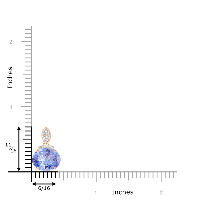 10x8mm A East-West Tanzanite Pendant with Diamond Bale in Rose Gold product image