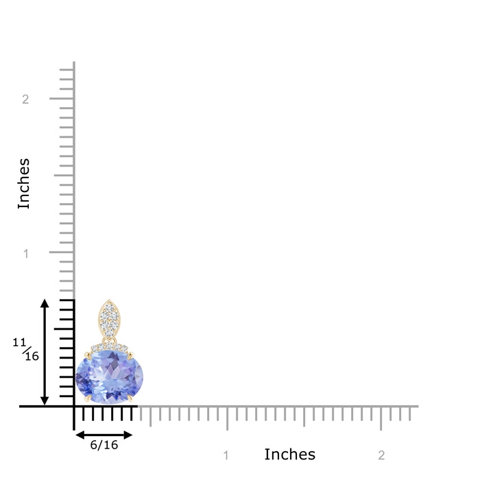 10x8mm A East-West Tanzanite Pendant with Diamond Bale in Yellow Gold product image