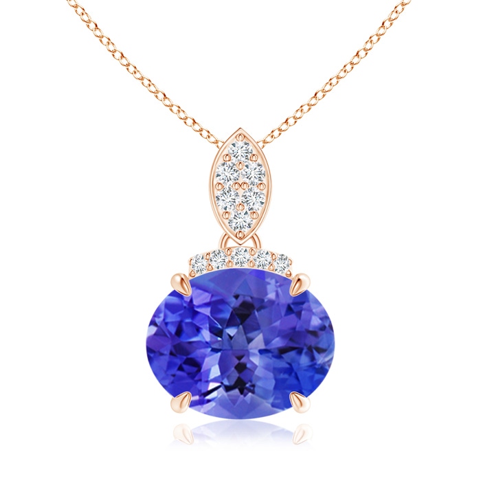 10x8mm AAA East-West Tanzanite Pendant with Diamond Bale in Rose Gold 
