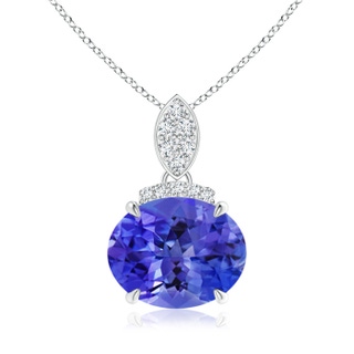 10x8mm AAA East-West Tanzanite Pendant with Diamond Bale in White Gold