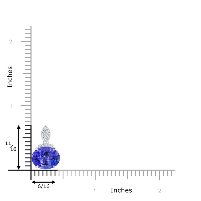 10x8mm AAA East-West Tanzanite Pendant with Diamond Bale in White Gold product image