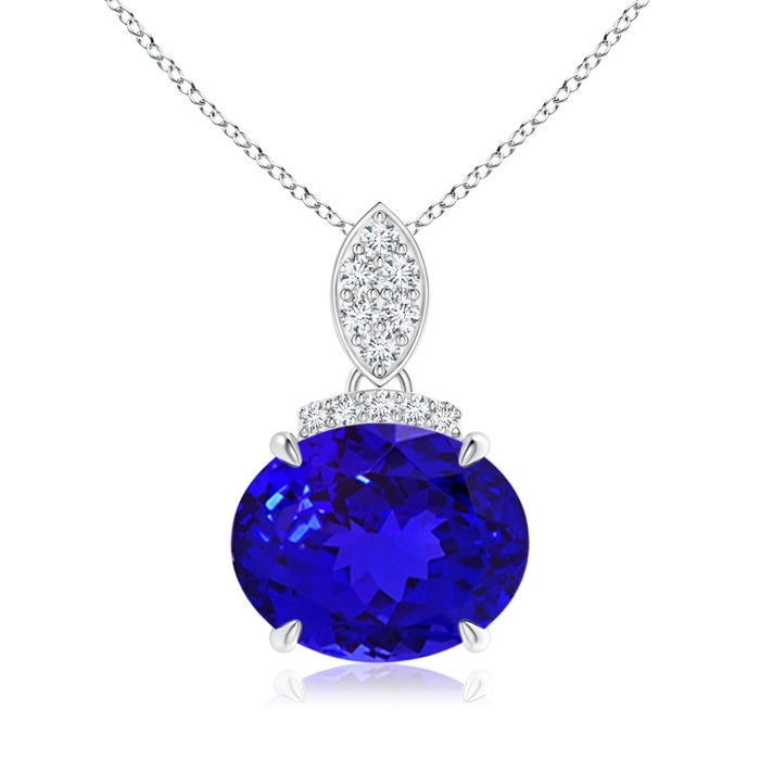 10x8mm AAAA East-West Tanzanite Pendant with Diamond Bale in P950 Platinum 