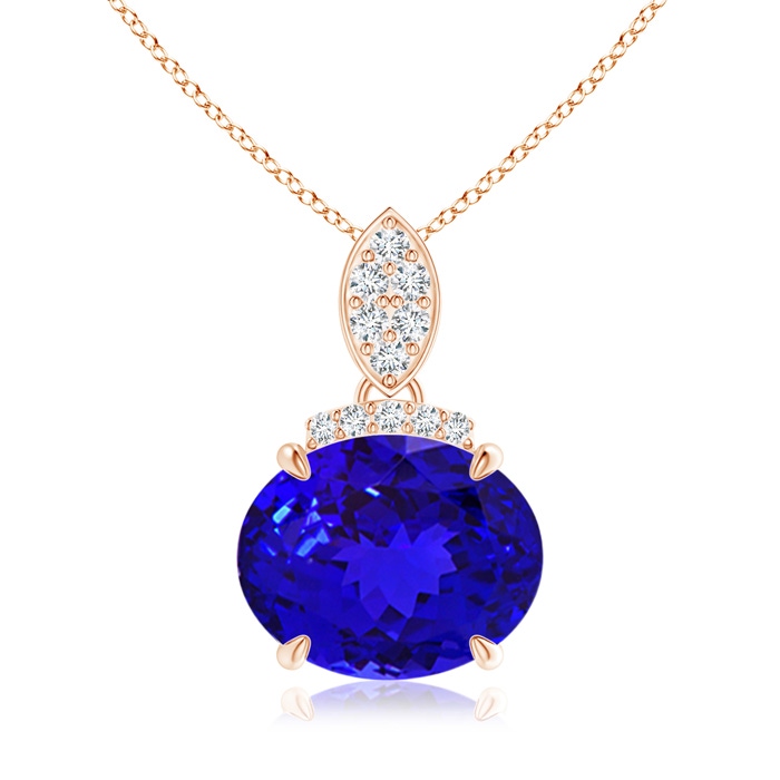 10x8mm AAAA East-West Tanzanite Pendant with Diamond Bale in Rose Gold