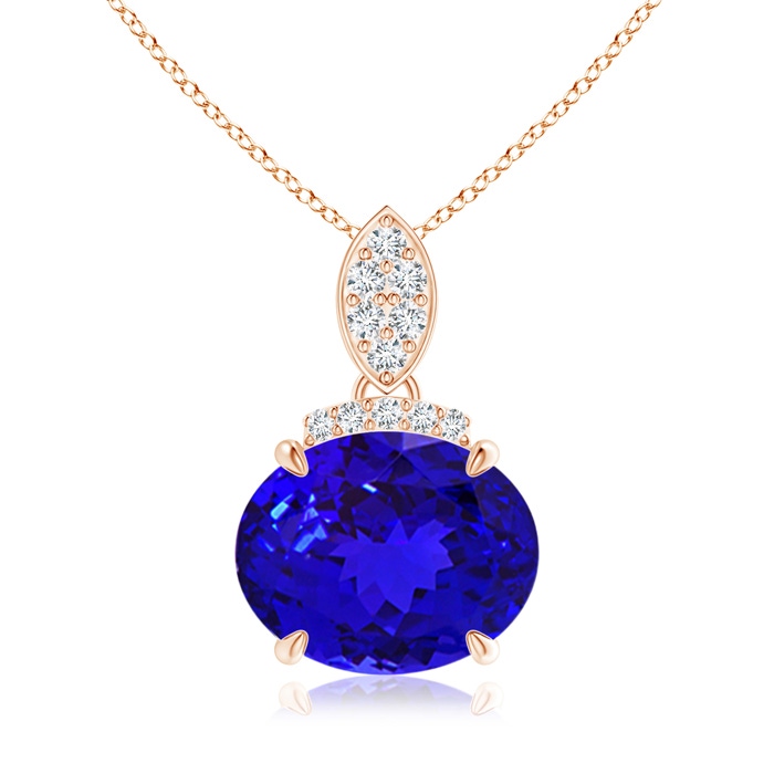 10x8mm AAAA East-West Tanzanite Pendant with Diamond Bale in Rose Gold 