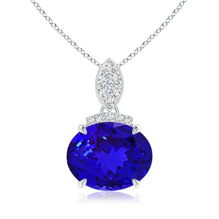 10x8mm AAAA East-West Tanzanite Pendant with Diamond Bale in White Gold 