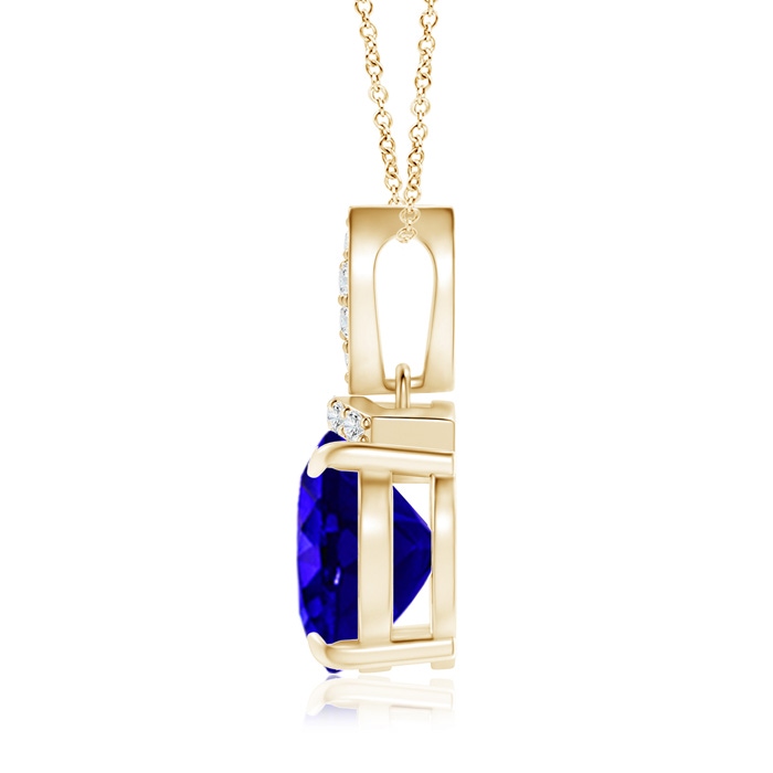 10x8mm AAAA East-West Tanzanite Pendant with Diamond Bale in Yellow Gold product image