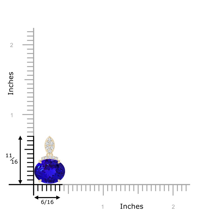 10x8mm AAAA East-West Tanzanite Pendant with Diamond Bale in Yellow Gold product image
