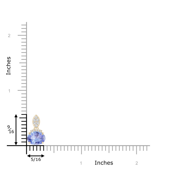 8x6mm A East-West Tanzanite Pendant with Diamond Bale in Yellow Gold product image