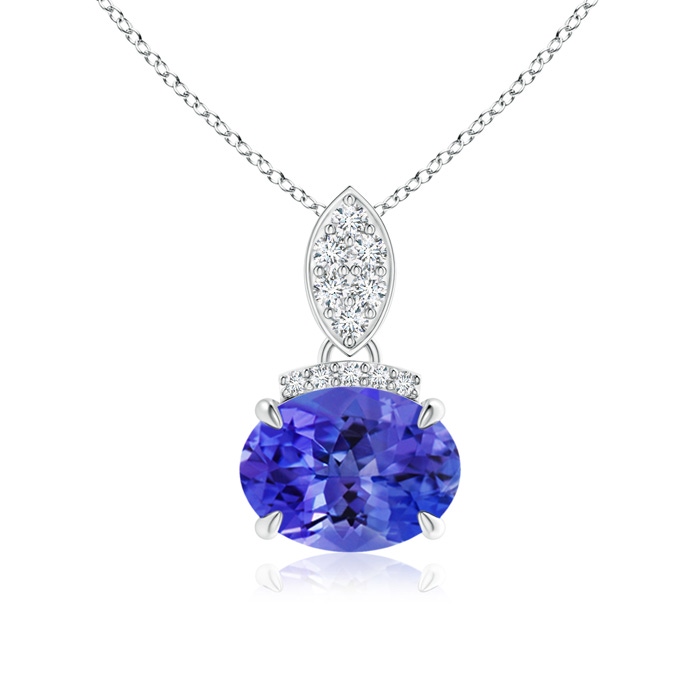 8x6mm AAA East-West Tanzanite Pendant with Diamond Bale in White Gold 