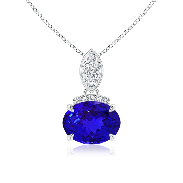 8x6mm AAAA East-West Tanzanite Pendant with Diamond Bale in White Gold 