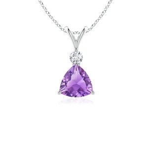 5mm A Trillion Amethyst Solitaire Pendant with Diamond in P950 Platinum