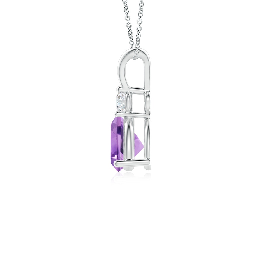 5mm A Trillion Amethyst Solitaire Pendant with Diamond in P950 Platinum side 199