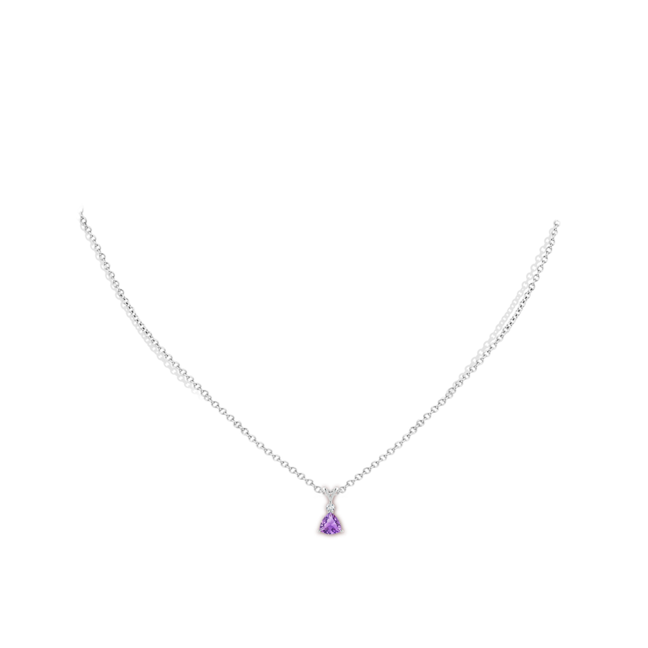 5mm A Trillion Amethyst Solitaire Pendant with Diamond in P950 Platinum pen