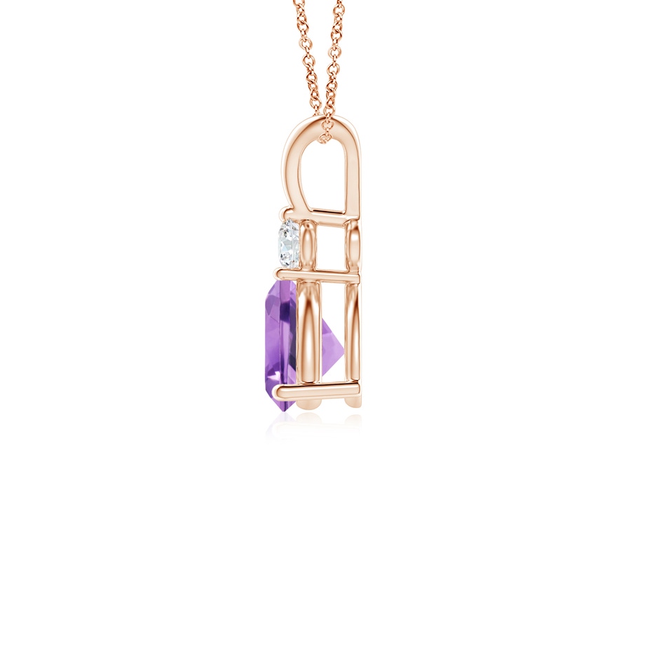 5mm A Trillion Amethyst Solitaire Pendant with Diamond in Rose Gold side 199