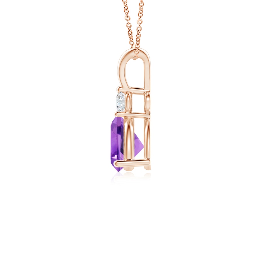 5mm AA Trillion Amethyst Solitaire Pendant with Diamond in Rose Gold side 199