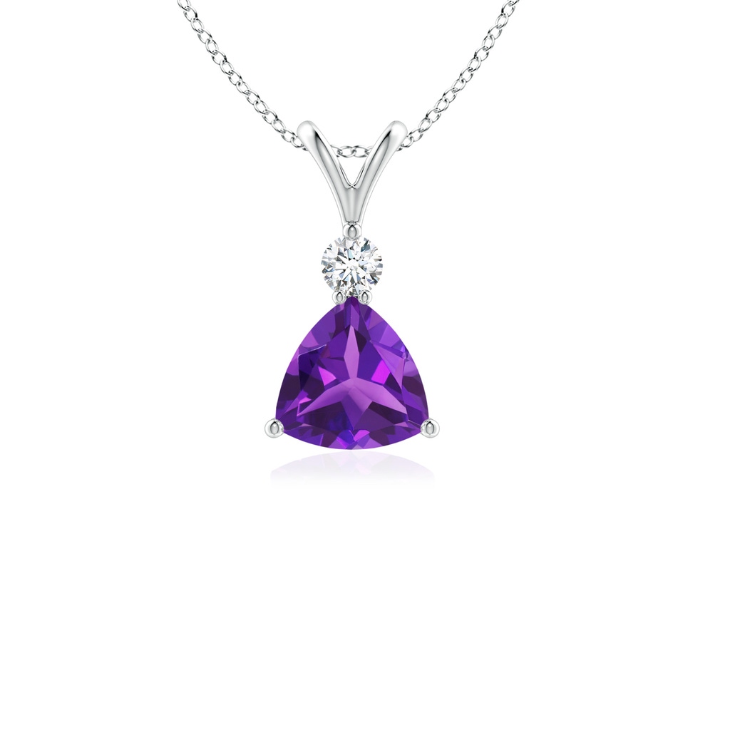 5mm AAAA Trillion Amethyst Solitaire Pendant with Diamond in P950 Platinum
