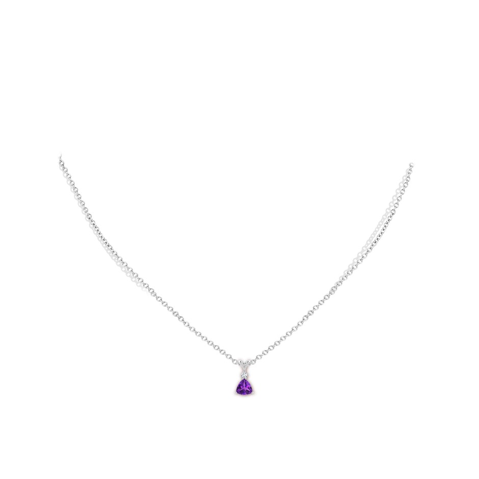 5mm AAAA Trillion Amethyst Solitaire Pendant with Diamond in P950 Platinum pen