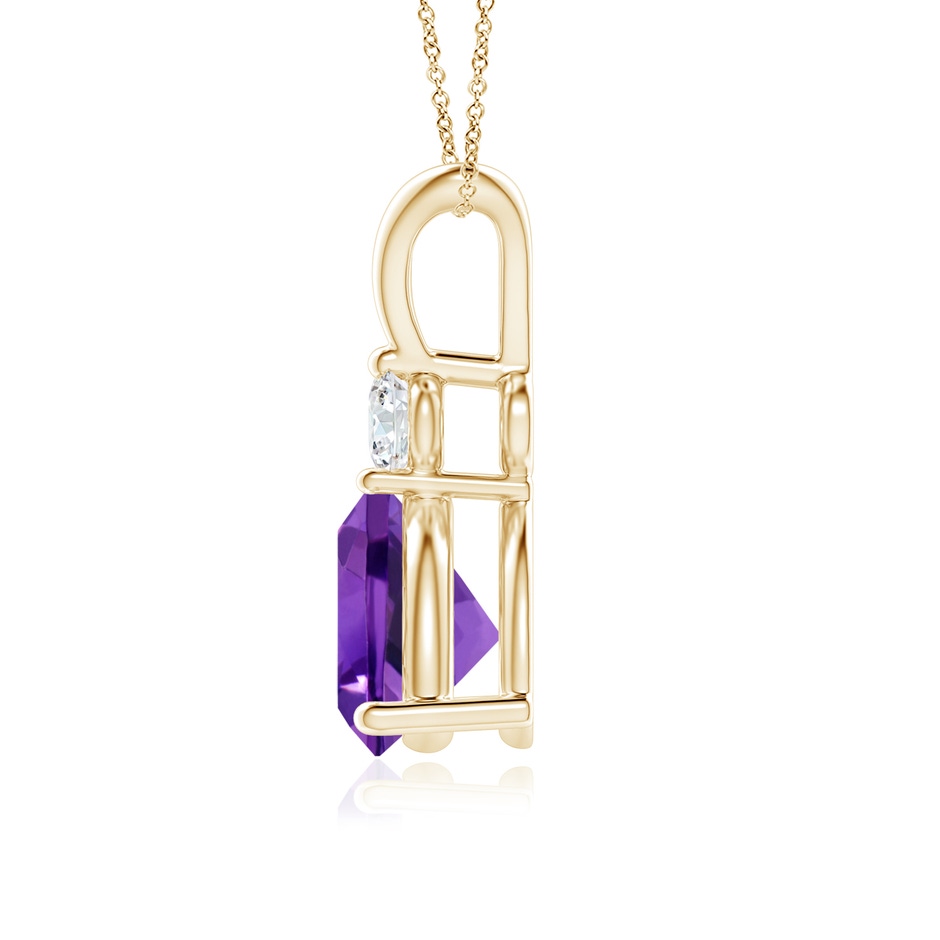 7mm AAAA Trillion Amethyst Solitaire Pendant with Diamond in Yellow Gold side 199