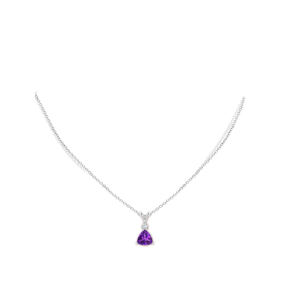 8mm AAAA Trillion Amethyst Solitaire Pendant with Diamond in P950 Platinum pen