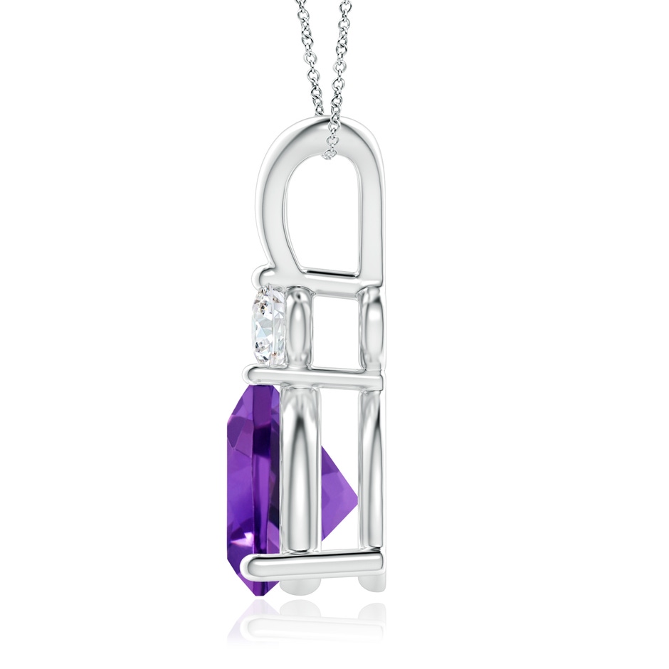 8mm AAAA Trillion Amethyst Solitaire Pendant with Diamond in White Gold back