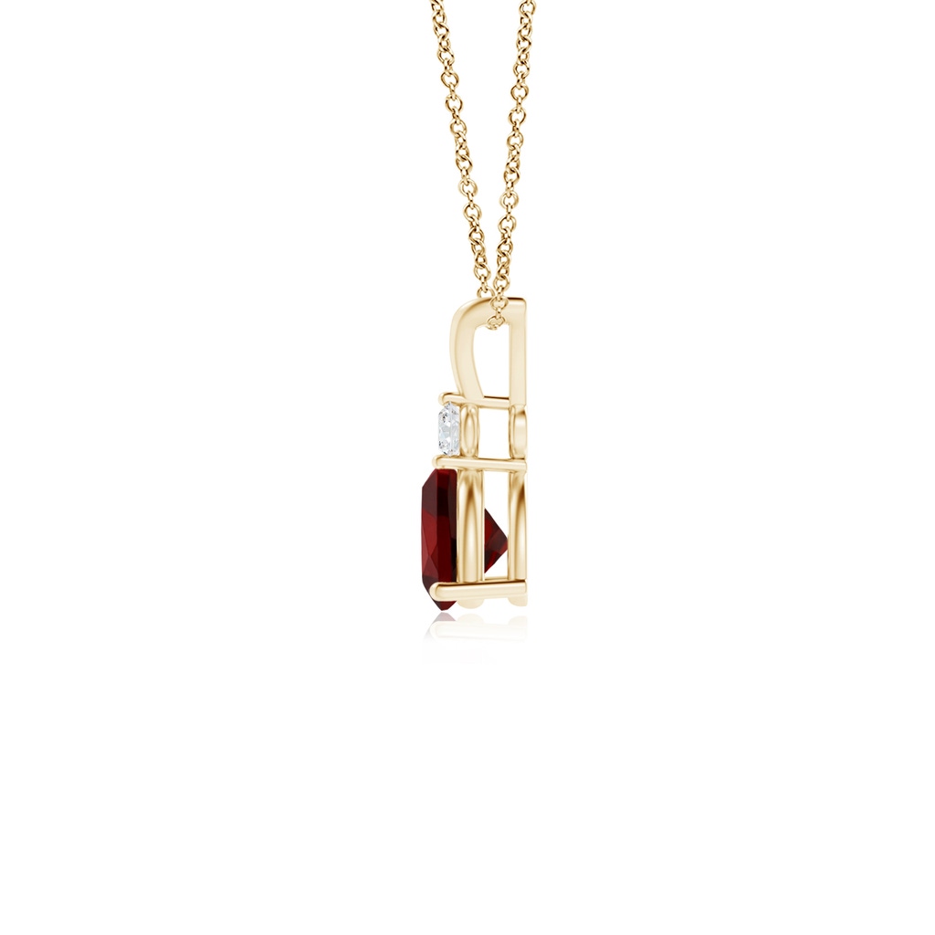 5mm AAAA Trillion Garnet Solitaire Pendant with Diamond in Yellow Gold Side 1